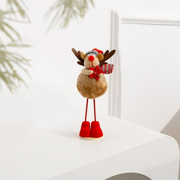 Christmas Decor Table, Xmas Decorations - Christmas Reindeer Toy and Santa Figurines for Festive Shop Atmospheres Decoration