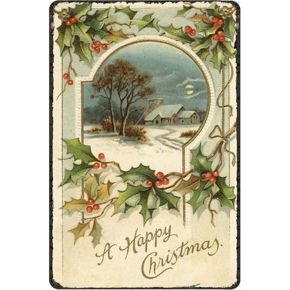 Christmas Decor Vintage Metal Tin Sign Vintage Holiday Wall Art Sign Rustic Shabby Chic Farmhouse Home Decoration, Office, Girls or Kids Room 12x8 Inch Christmas Ornament CF-26