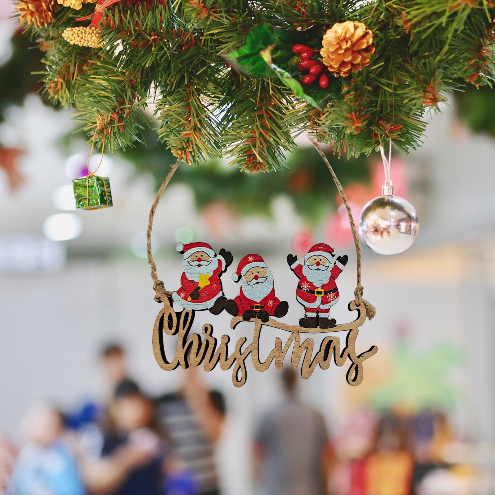 Christmas Decor Wooden Christmas Tree Ornaments Sets Festive Wooden