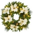 thumbnail image 1 of Christmas Decoration,24in Pine Needle PVC Mixed Christmas Wreath for Front Porch Door and Fireplace Christmas Decor Use, 1 of 14