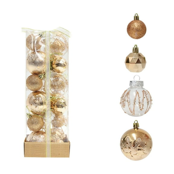 Christmas Decoration Balls, Christmas Tree Ornaments, Electroplated Painted Christmas Shaped Balls Combo 24pcs, Plastic Sky Blue Pink Red Green Gold Rose Gold Holiday Decor