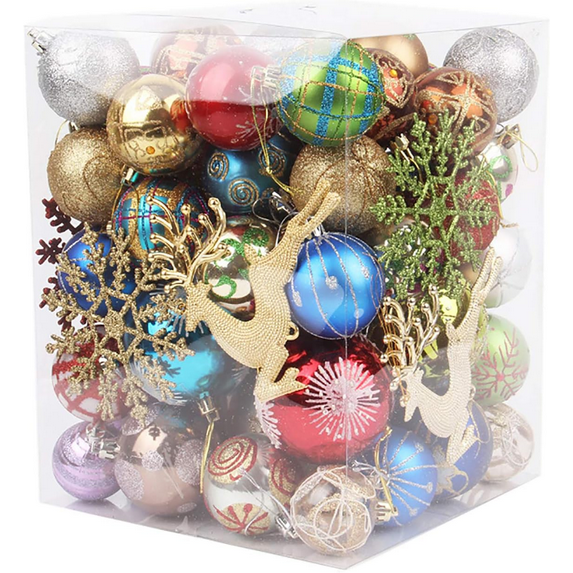 Colorful Random Hanging Christmas Balls Ornaments With Rope 60-70Count, Special