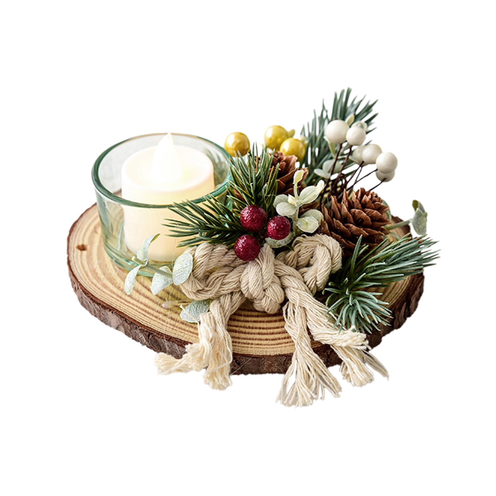 Christmas Decoration Candle Holder Centerpiece with Red Berries,Pine Cones Votive  Candle Holders,Christmas Advent Wreath Candle Holders for Table Centerpiece  Traditional Table Decorations - Walmart Business Supplies, image size:1600x1600