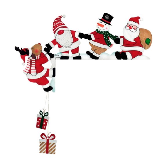 Christmas Decoration Cartoon Old Man Snowman Corner Door Number Plate Dress Up Doll Hand in Hand Door Corner Layout Props