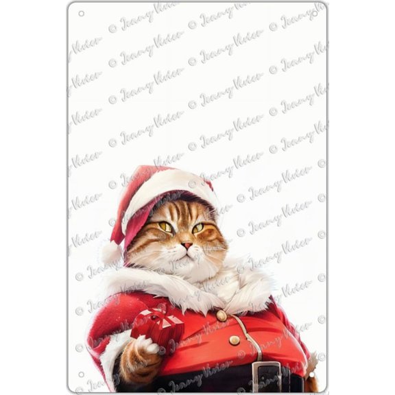 Christmas Decoration Cat Metal Tin Sign Rustic Farmhouse Decor Christmas Aluminum Weatherproof Metal Sign Gifts for Girls Living Room Decorations Housewarming Gift 12x8 inch