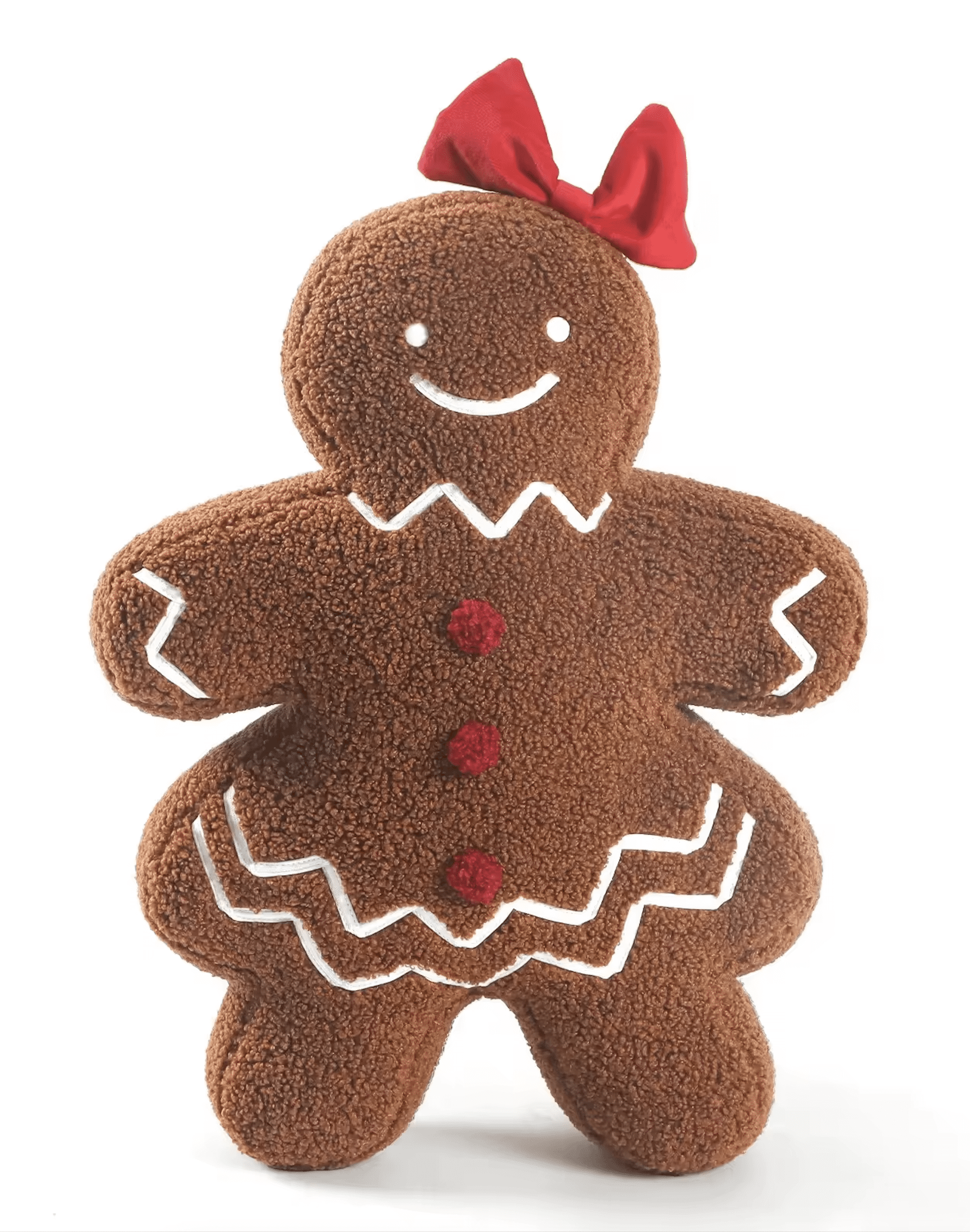 Cute Plush Sherpa Gingerbread Girl Round Throw Pillow