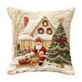 thumbnail image 1 of Christmas Decoration Embroidery Christmas Pillow Covers, Rustic Printed Design Pillow Cover for Sofa Couch Home Decor, Holiday Red Hat & scarf Santa Cushion Case, poinsettia Holly Christmas Balls, 1 of 5