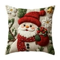 thumbnail image 1 of Christmas Decoration Embroidery Christmas Pillow Covers, Rustic Printed Design Pillow Cover for Sofa Couch Home Decor, Holiday Red Hat & scarf Santa Cushion Case, poinsettia Holly Christmas Balls, 1 of 5