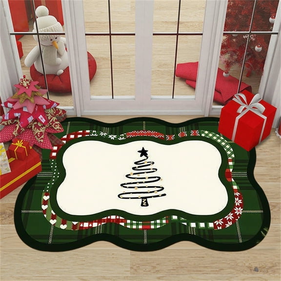 Christmas Decoration Floor Mats Christmas Doormat, Snowflakes Winter Decor Low-Profile Floor Rug Switch Mat for Home Indoor Outdoor ,24*15 inch