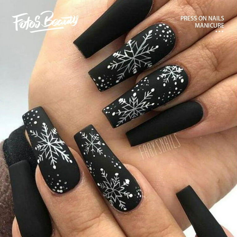 coffin black nail designs