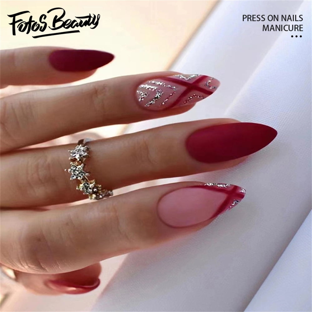Matte red acrylic nails online