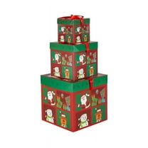Christmas Decoration Gift Box Set of 3 | Stackable Tree Gift Boxes for Holiday Display Window Scene Decor & Festive Ornament Packaging