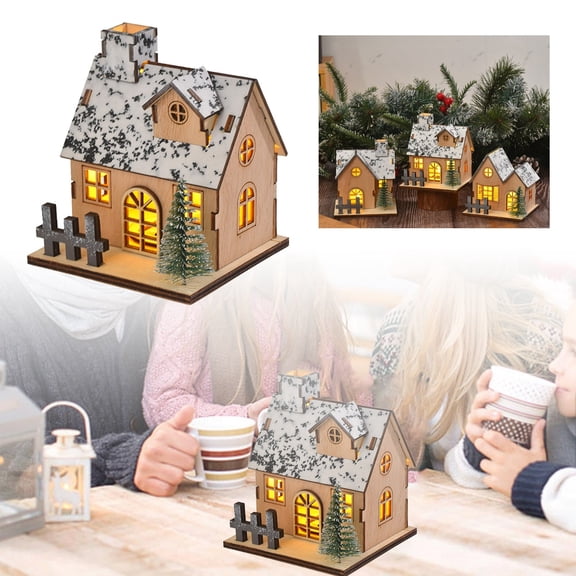 Christmas Decoration Glowing Wooden House,Christmas Ornaments Christmas Decorations Glowing Cabins Led Wooden Christmas Christmas Scenes Christmas Table Christmas Decorations