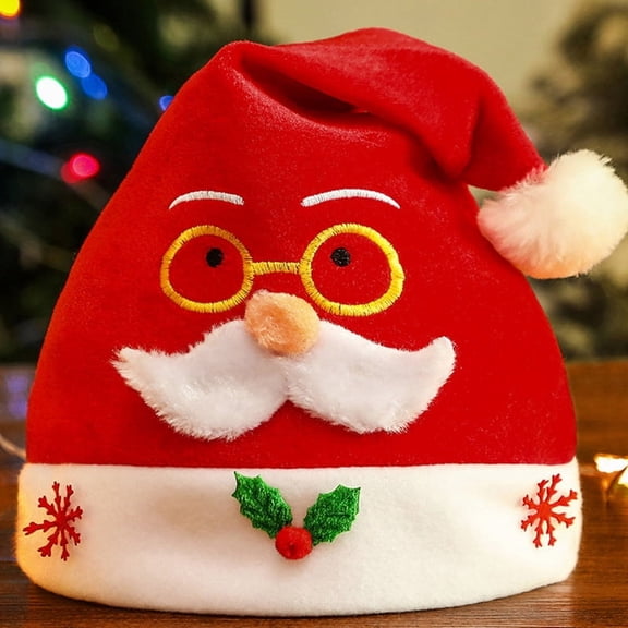Christmas Decoration Hats Elk Hat Cartoon Hat Elf Hat Holiday Hats Christmas New Hat Cute Squint Santa Claus With Glasses Old Brown Antlers Hat