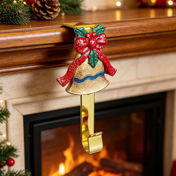 Christmas Decoration Hooks for Stockings, Sturdy Mantel Wall Hooks for Hanging Stockings Wreaths, Holiday Ornament Hooks for Candy Canes Garlands, Versatile Christmas Hooks for Home Office Decor