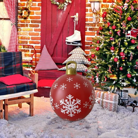 Christmas Decoration Large Inflatable Christmas Balls 23.62inch Outdoor PVC Inflatable Christmas Ball Ornament Christmas Tree Decorations for Xmas Porch Lawn Yard Holiday