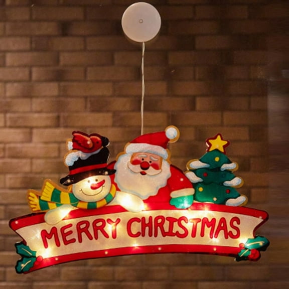 Christmas Decoration Lighted Window Hanging Décor LED Xmas Lights with Suction Cup Hook for Christmas Party Showcase Show Window Home Living Room Kid