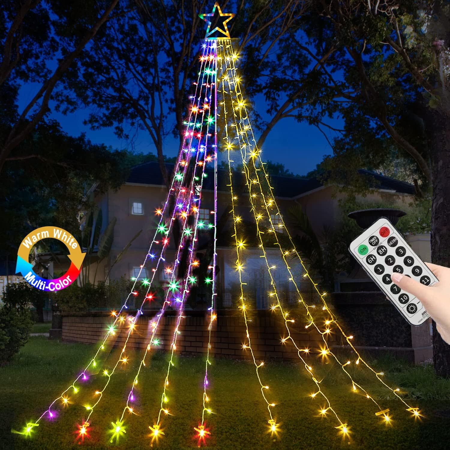 Christmas Lights Outdoor 18.57 FT 360 LED, 72 Drops with Remote