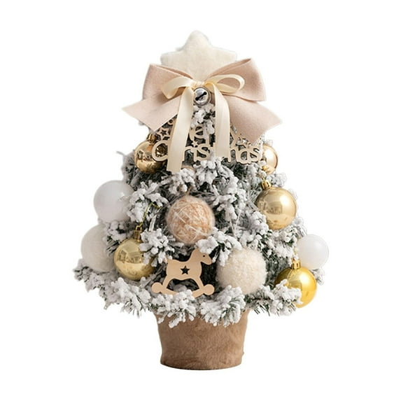 Christmas Decoration, Mini Christmas Tree, Tabletop Flocking Christmas Tree with String Lights, PVC Material, Portable Lightweight Reusable Holiday Party Decor 35x17x17cm