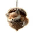 thumbnail image 1 of Christmas Decoration Pendant For Tree And Theme Party Crafts, 8Cm Wooden Hanging Ornament With Sleeping Fox In Acorn Shell 2D Design, Suitable For Big Kids Teens As Christmas Gift, 1 of 3