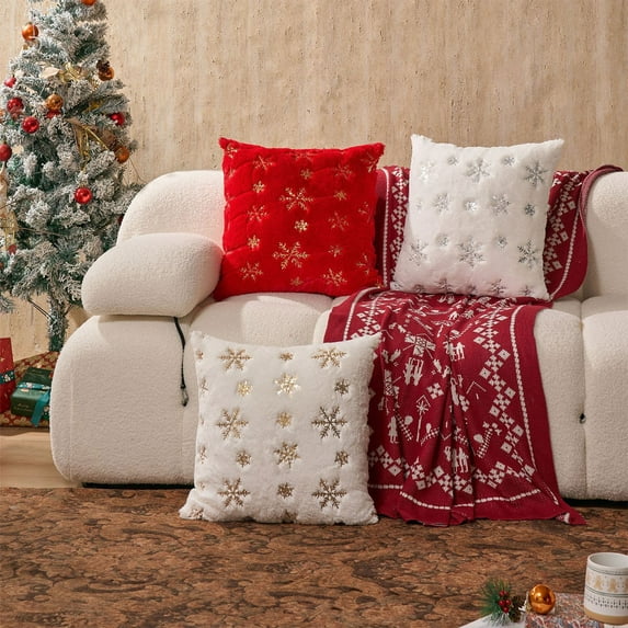 Christmas Decoration Pillow Cover Cushion Cover Soft Fluffy Pillowcases Boho Pillow Covers Winter Holiday Cushion Cases for Sofa Couch Bedroom Living Room Farmhouse indoor Pillow Case