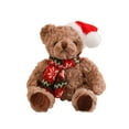 thumbnail image 1 of Christmas Decoration Plush Teddy Bear, Holiday Soft Toy, Brown Polyester Fabric, 20x10x7cm Size, Lightweight Festive Ornament with Santa Hat for Bedroom Sofa Display, 1 of 6