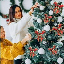 Christmas Decoration Red Christmas Bow with Jingle Bells for Christmas Tree 3.35x3.15in Crafts Gift Bows Classic Ribbon Bows Gift Boxes for Garland Wrapping,Wreath