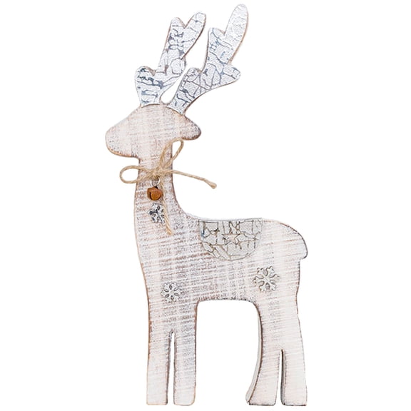 Christmas Decoration Reindeer Figurines Decor - Reindeer Statues Elk Sculpture Deer Ornaments Wood Deer Figurines with Bell TV Cabinet Home Office Wine Cabinet Decoration