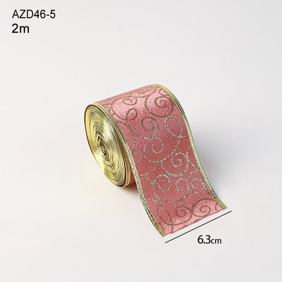 Christmas Decoration Ribbon Bow, Hot Stamping Printed Gift Tie, 2m Holiday Craft Ribbon, for Wrapping and Home Decor