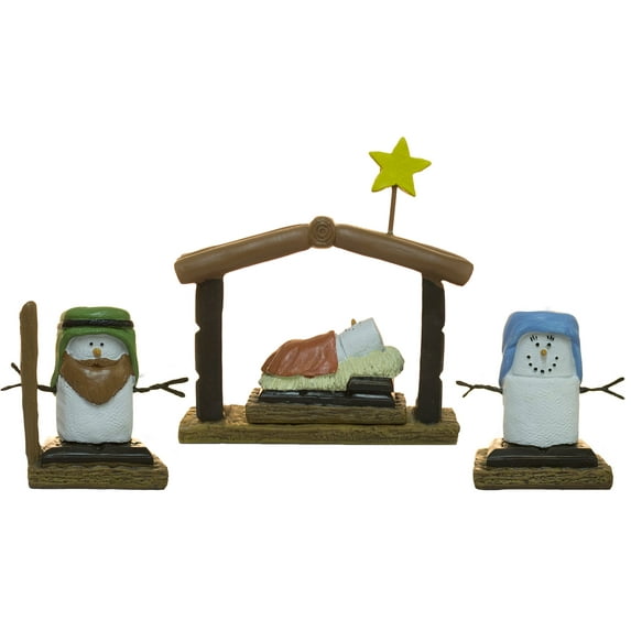 Christmas Decoration S'mores Nativity Scene 4 Piece Set