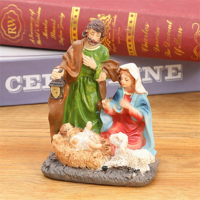 Christmas Decoration Scene Figurine Resin Craft Manger Culture Ornament