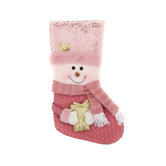 Christmas Decoration Sock Shaped Gift Bag Plaid Fabric Large Crafts