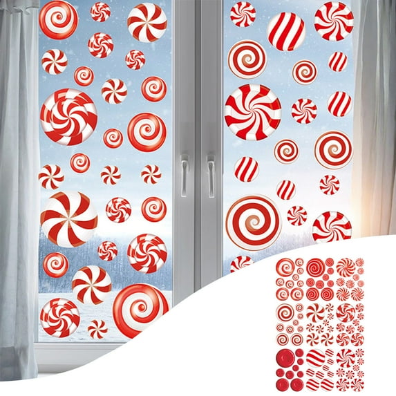 Christmas Decoration Sticker Christmas Window Cling Glass Sticker Santa Reindeer Snow Flower Pattern 9 Pc