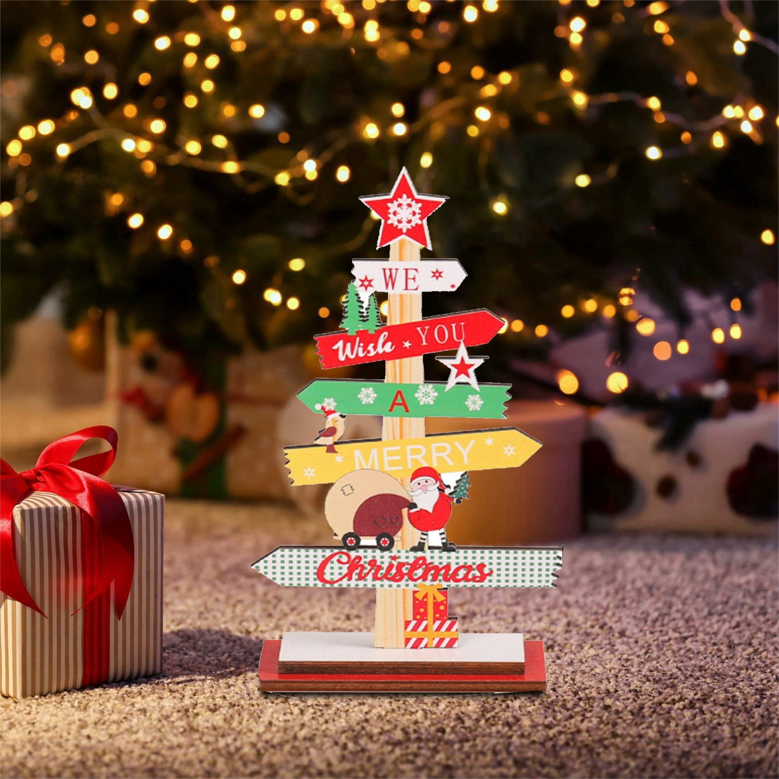 Christmas Decoration Supplies Cute Wooden Ornament Holiday Party DIY