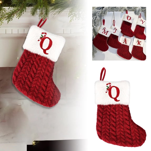Christmas Decoration Supplies Red Knitted Letter Socks Bags Tree Pendant Ornament Hanging