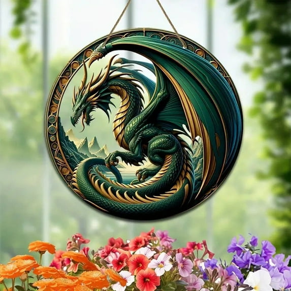 Christmas Decoration,TOPRenddon Dragon Printed Christmas Ornament Round Porcelain Christmas Ornaments Christmas Tree Decorations For Home Holidays