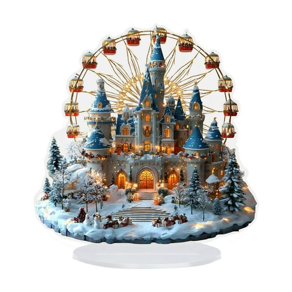 Christmas Decoration Table Centerpieces Merry Christmas Table Centerpiece Tiered Tray Decor, Acrylic 2D Festive Table Sign for Home Xmas Decor Winter Party Supplies