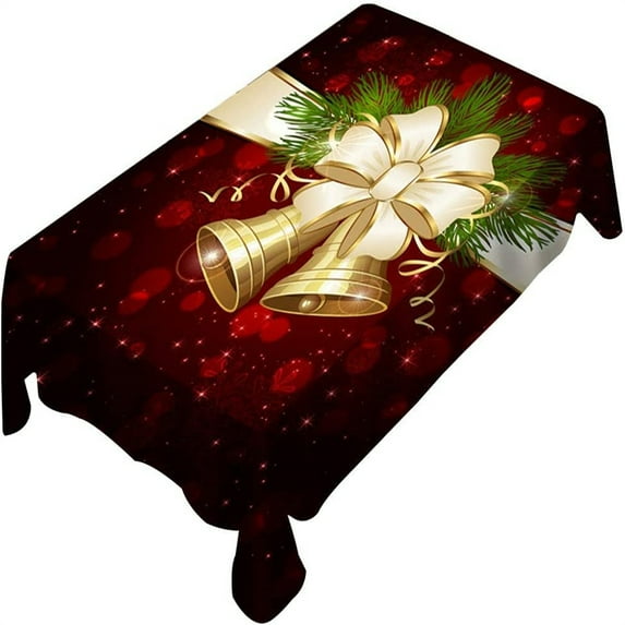 Christmas Decoration Tablecloth Chair Cover Bell Reindeer Printed Pattern One-piece Chair Cover Rectangular Table Cover