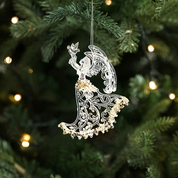 Christmas Decoration, Transparent Acrylic Snowflake Pendant, Sequin Crystal Pendant, Christmas Tree Vibe Decoration, Angel Hanging Ornaments, for Christmas Xmas Tree Decoration