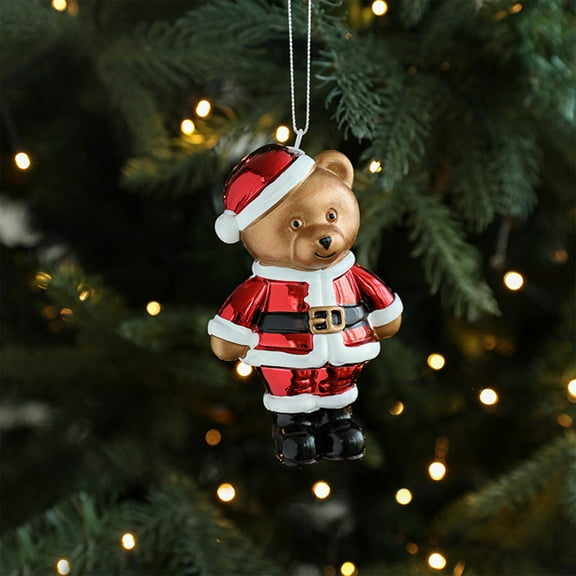 Christmas Decoration for Tree Hanging Ornaments, Small 3D Christmas Themed Figurines Hanging Charms Dachshund Dog, Squirrel, Bear, Gingerbread House, Reindeer