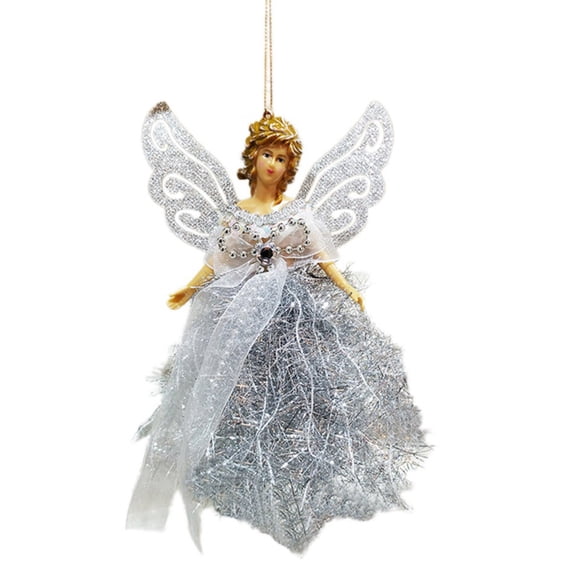 Christmas Decoration, White & Silver Angel Christmas Tree Topper