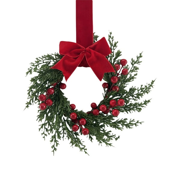 Christmas Decoration Window Display, Door Hanging, Venue Arrangement, Flower Wreath - Elegant Christmas Wreath with Red Berries and Indoor/Outdoor Holiday Decor