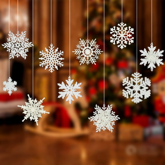 Christmas Decoration Winter Christmas Snowflake Decorations Indoor,White Snowflakes Hanging Ornaments for Home Xmas Christmas Holiday Winter Wonderland New Year Party Decorations