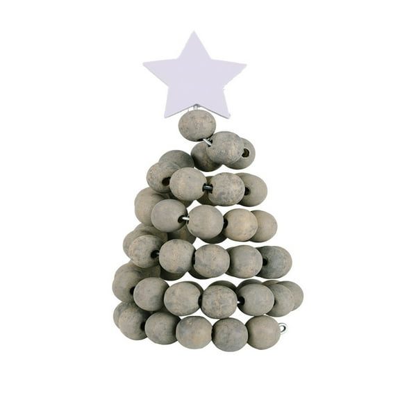Christmas Decoration Wooden Bead Christmas Tree - Creative Wooden Tree Desktop Small Ornaments, Gray