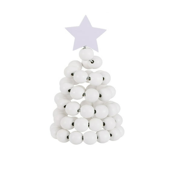 Christmas Decoration Wooden Bead Christmas Tree - Creative Wooden Tree Desktop Small Ornaments, White