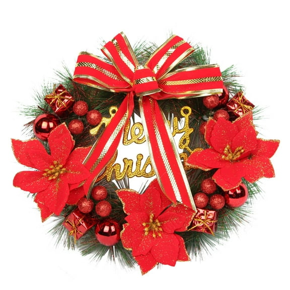 Christmas Decoration Wreath For Front Door Wall Hanging Ornament For Xmas Party Indoors And Outdoors Home Decor Wreath Red-One Size Christmas Decor