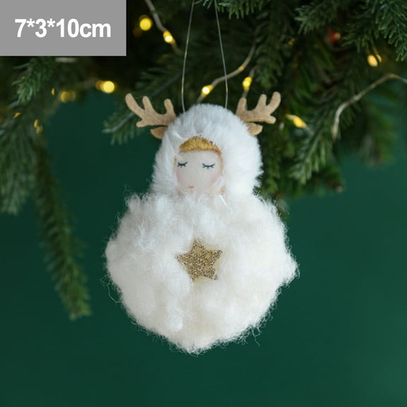 10*7*3Cm Christmas Plush Angel Doll Pendant Cartoon Cute Closed Eyes Girl Doll