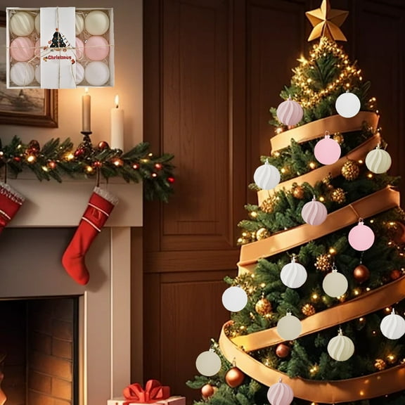 Christmas Decorations 12 Piece Christmas Tree Ornaments 3.15inch Large Flocked Christmas Balls Christmas Tree Hanging Ornaments Shatterproof Xmas Bulbs for Home Xmas Tree Party Decor