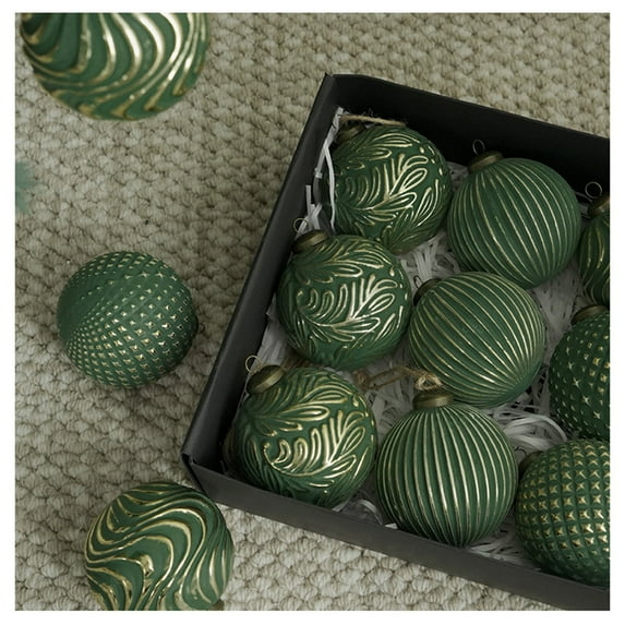Christmas Decorations 12PCS 3.14IN Antique Christmas Ball Ornament Set Vintage Decorative Hanging Balls Shatterproof Tree Ornaments Holiday Decoration Accessories for Home Indoor Outdoor Display
