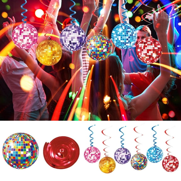 Christmas Decorations, 12pcs Hanging Disco Ball Ornaments for Christmas Tree Holiday Party Event Venue Background Decoration, Rotating Swirl Hanging Decor for Home and Festival Celebration